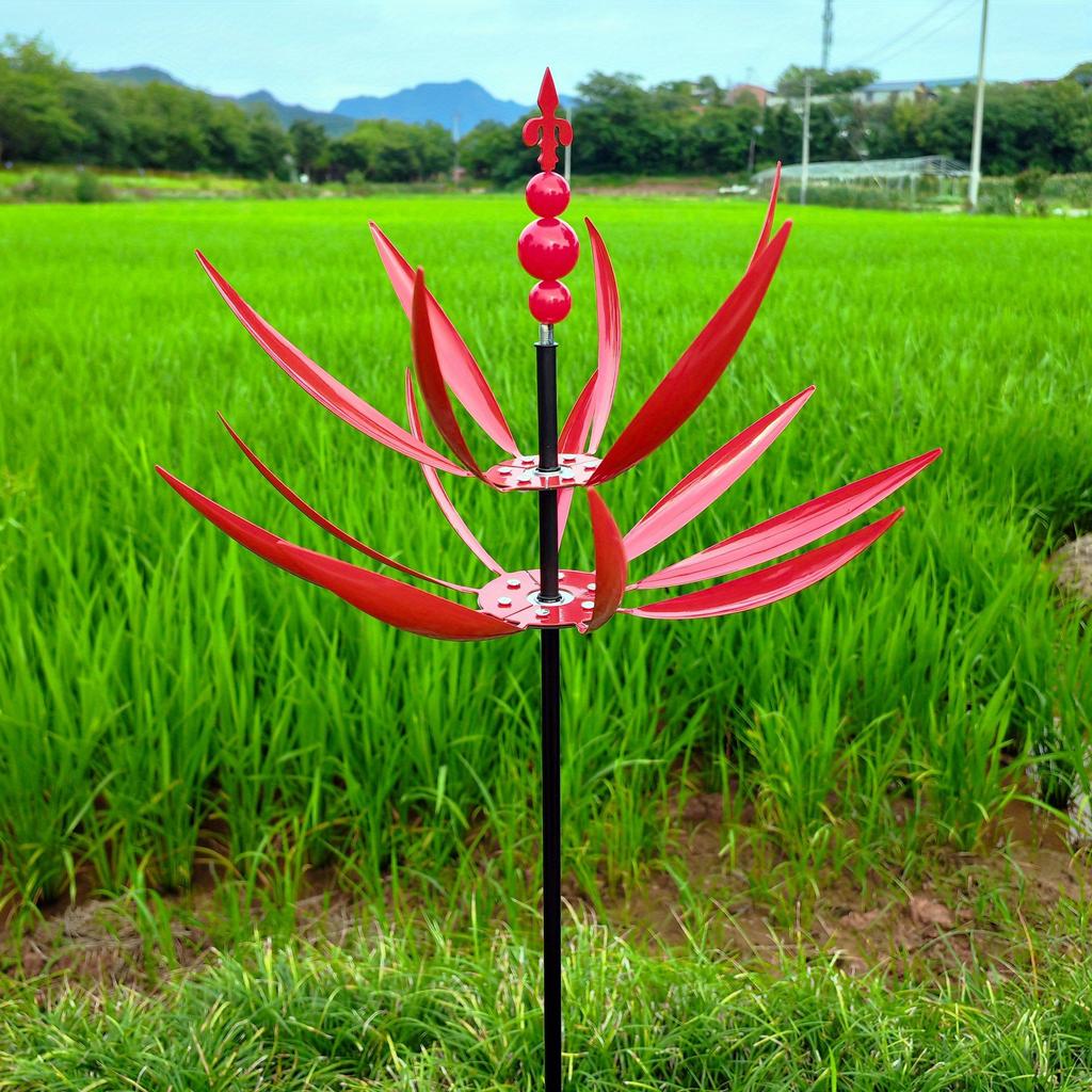 1 Stück Eisen Kreative Gartenwindmühle Dekoration Erdspieß für Außenhof Garten Terrasse Dekoration