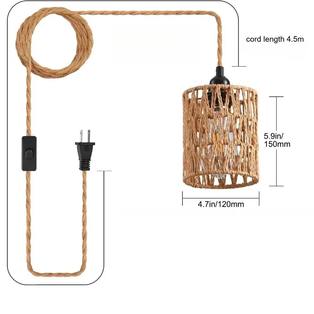 

Japanese Hemp Rope Chandelier Zen Retro Industrial Style Dining Room Bedroom Antique Style Wall Lamp Home Decorative Lighting 1PC&No Bulb