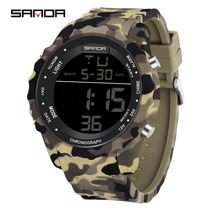 Sanda Camouflage Series Multifunctional Teen Watch: Luminous, Waterproof, Alarm Clock