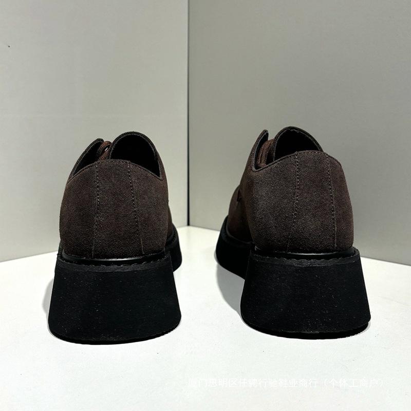 Men's 2025 Spring Genuine Leather Casual Shoes - Breathable Big Toe, Thick Sole, Low-Top Martin Boots