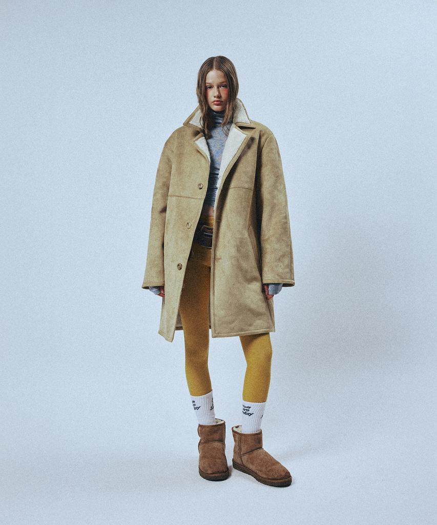 Sunday Fruit Market Market Faux Shearling Jacket Beige