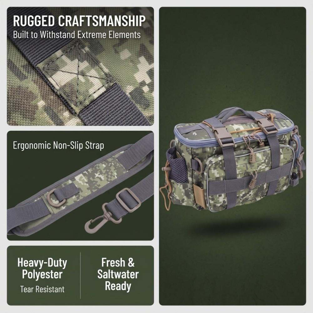 Non-Slip Strap Fishing Shoulder Bag Large Capacity Fishing Tackle Bag  Saltwater Fishing