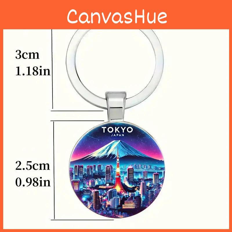 Tokyo Landscape Keychain With Silver Finish For Holiday Presentations