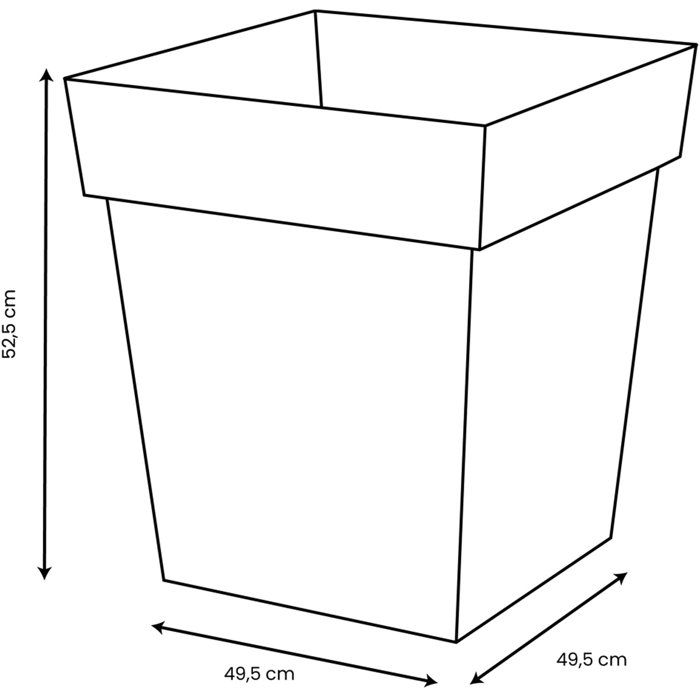 Square Flower Pot - EDA - Tuscany - 50 Cm - 87 L - Indoor / Outdoor - 49.5 X 49.5 X H.52.5 Cm - Terracotta Orange