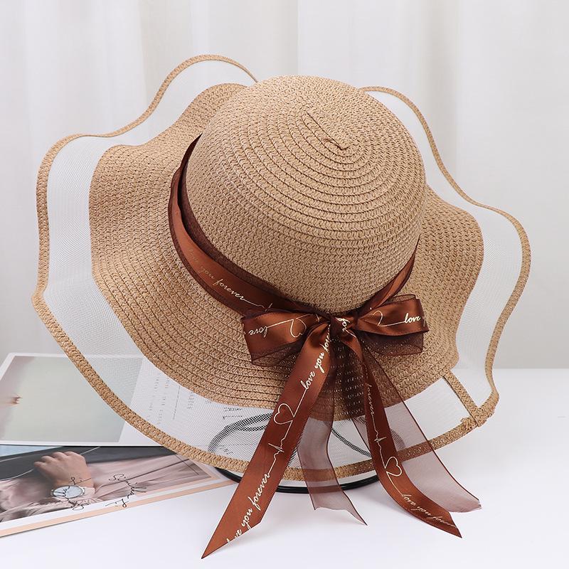 Summer French Big Brim Sun Hat Women's Fashion Ins Seaside Sun Protection Straw Hat Pastoral Pearl Face Small Sun Hat