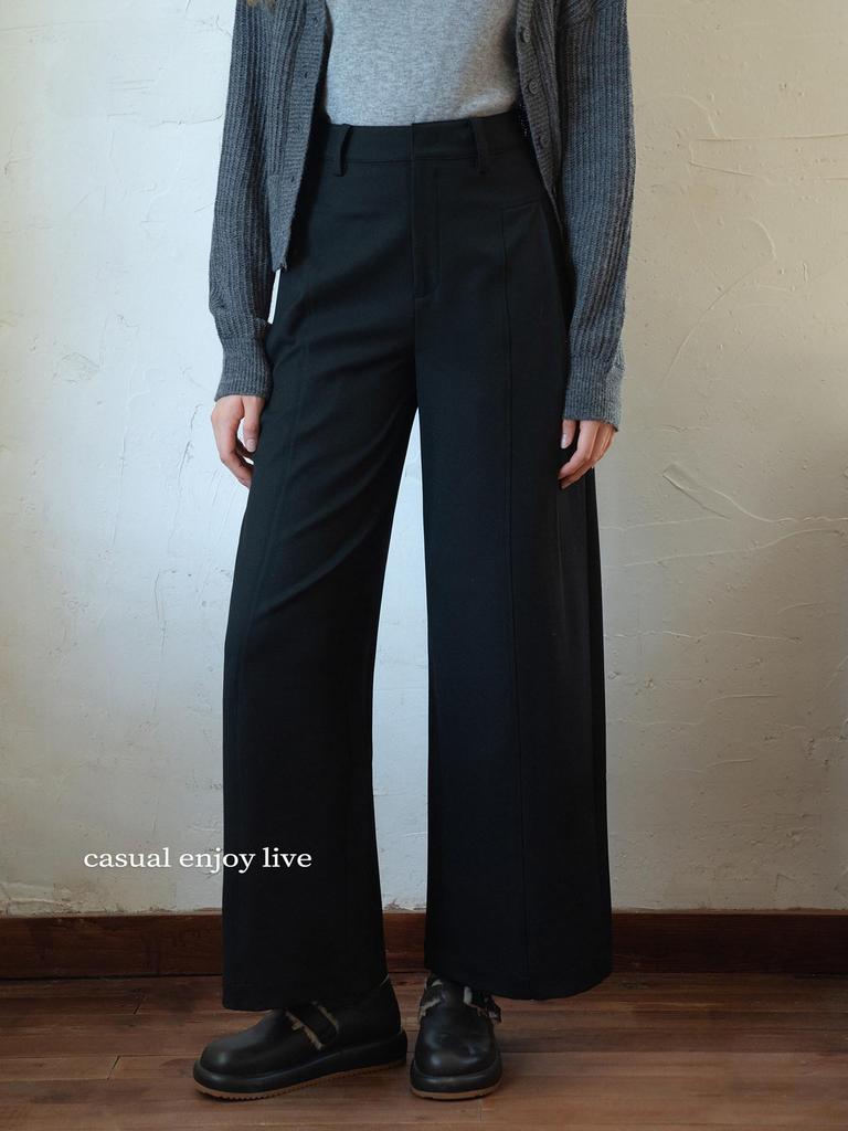 EGGKA High-Waisted Loose Straight-Leg Pants for Spring and Fall
