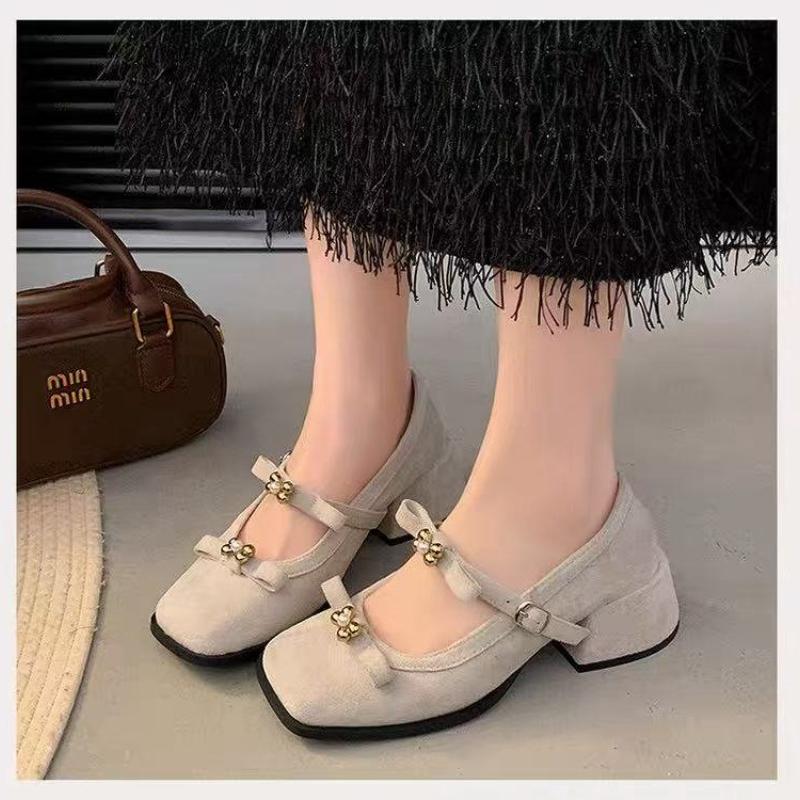 Fashion Ladies Elegant Mary Jane Shoes Fashion New Chunky Heel Dress For Women 2025 Spring Soft Comfortable Classic Double Buckle Shoes