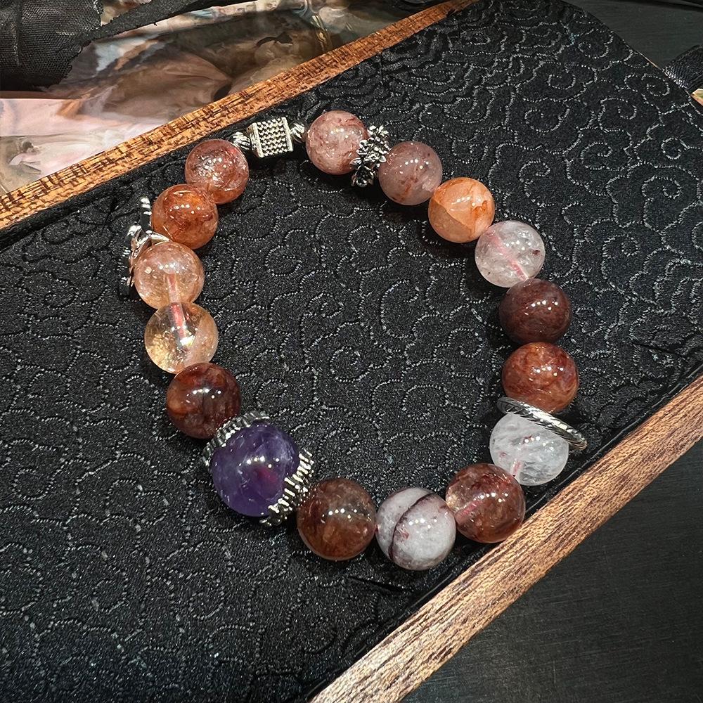 Lavender Rose Quartz, Lemon Quartz & Red Phantom Crystal Bracelet
