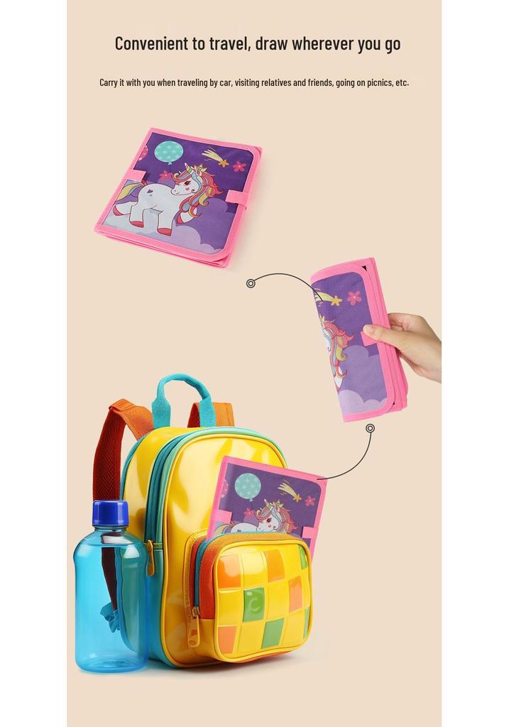 Portable Eco-friendly Children's Drawing & Doodle Board - Foldable, Waterproof & Wipeable 