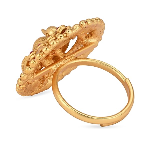 Gold Plated Traditional Design Comfort Fit Finger Ring For Women & Girls