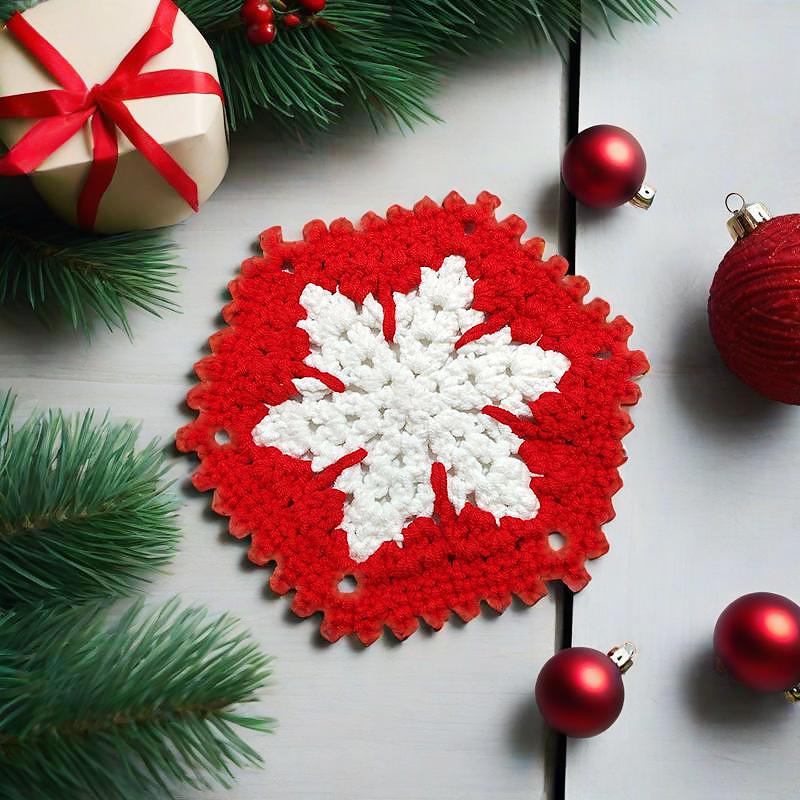 Christmas Heat-Resistant Table Protection Coasters Artistic Crochet Placemat Christmas Decorations Cute 7 Styles