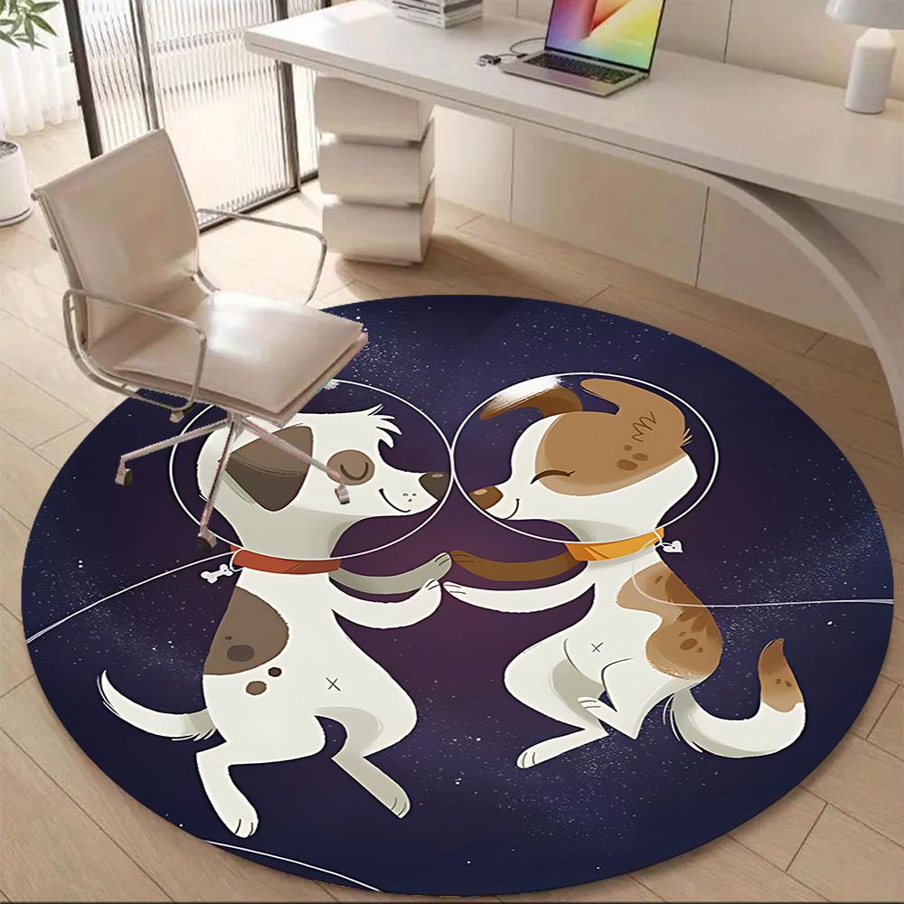 1pc Space Pals Office Round Area Rug, Under Office Chairs Bedroom Living Room Home Decor, Room Deco