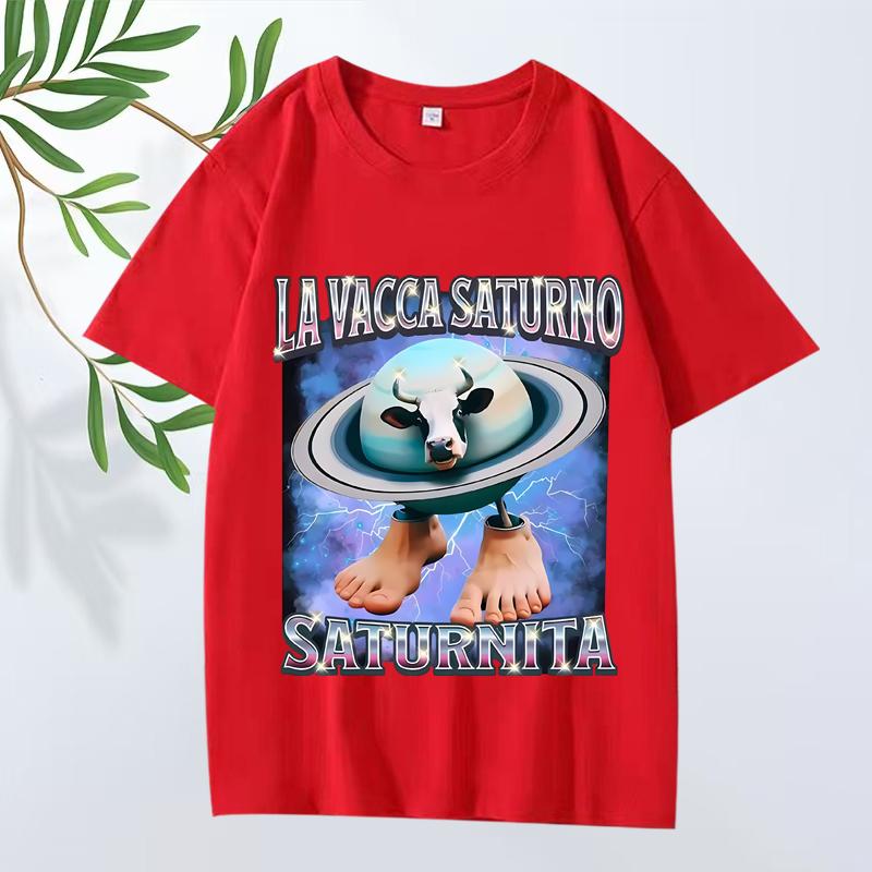 

Итальянский Мозг La Vacca Saturno Saturnita Забавная Корова Мем Футболка мужская женская Оверсайз 100% Хлопок крутой Летний принт Унисекс топы XS красный