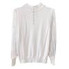 Maglia Intima a Maniche Lunghe con Collo Semi-Alto e Fondo in Pizzo da Donna Autunno Inverno Aderente Top in Maglia Blusa in Rete