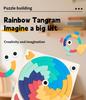 3D DIY Jigsaw Puzzle Rainbow Blocks - Kids Creative Brain Teaser Educational Wood Toy Baby Fun Variety Matching Educational Play
