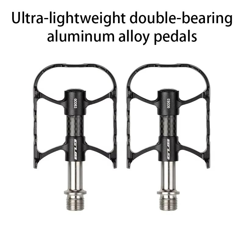GUB GC083 Bicycle Ultra-light Double Bearing Aluminum Alloy Pedal MTB/Road/Folding Bike Titanium Axle Pedals Lightweight Pedals 1 Pair
