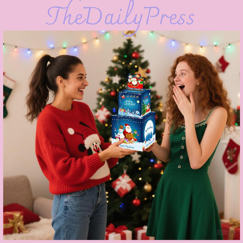 Double Santa Layer Money Box Gift Box For Christmas Celebrations Surprises And