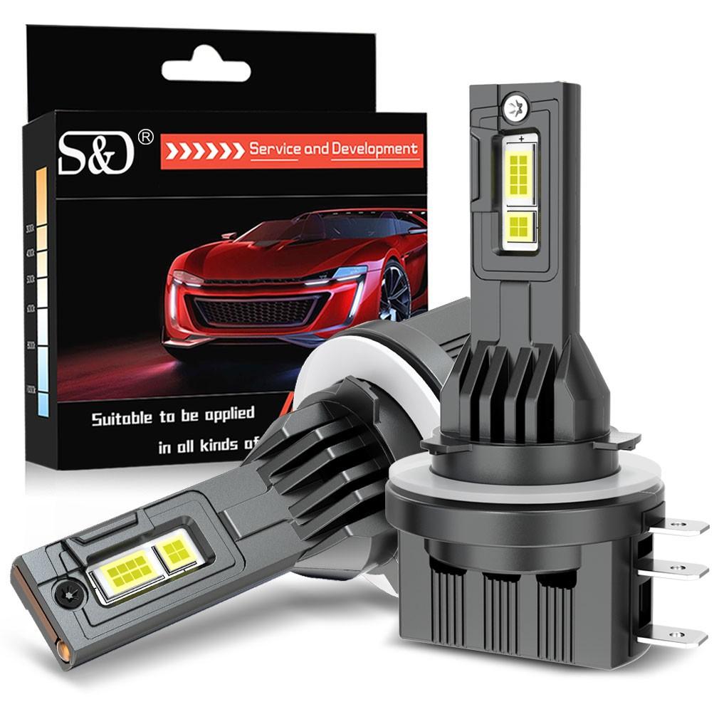 2Pcs All-metal H15 LED Headlight Bulbs High Power 6500K High Beam CSP Chip DRL Driving Lamp 120W 40000LM Turbo Fan For Volkswage GOLF MK6 BMW 12V