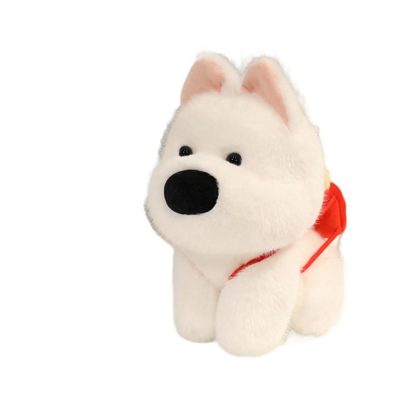 Highland Cute White Dog Plush Backpack With Foodshaped Decor For Birthday Gift
