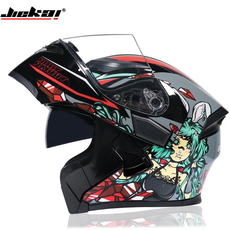 JIEKAI Jiekai Helmet for Men and Women, Motorcycle Open-face Helmet with Dual Visors, Summer Anti-fog, Stylish and Cool, with Bluetooth, Suitable for