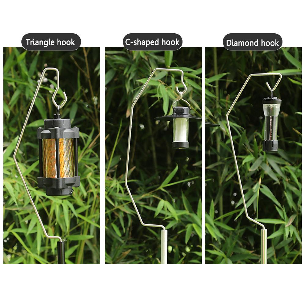 Foldable Lamp Post Pole Aluminum Alloy Hanging Light Pole Ground/Desktop Mount Height Adjustable for Camping Fishing Picnic BBQ