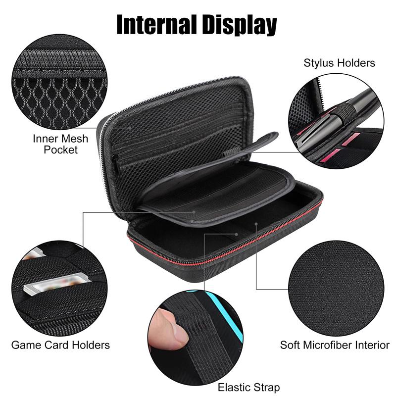 For Nintend 3Ds Ll/Xl Large Hard Pouch Carrying Travel Shell Case Bag Pocket W/ Game Cartridge Case Holder Fit Wall Charger