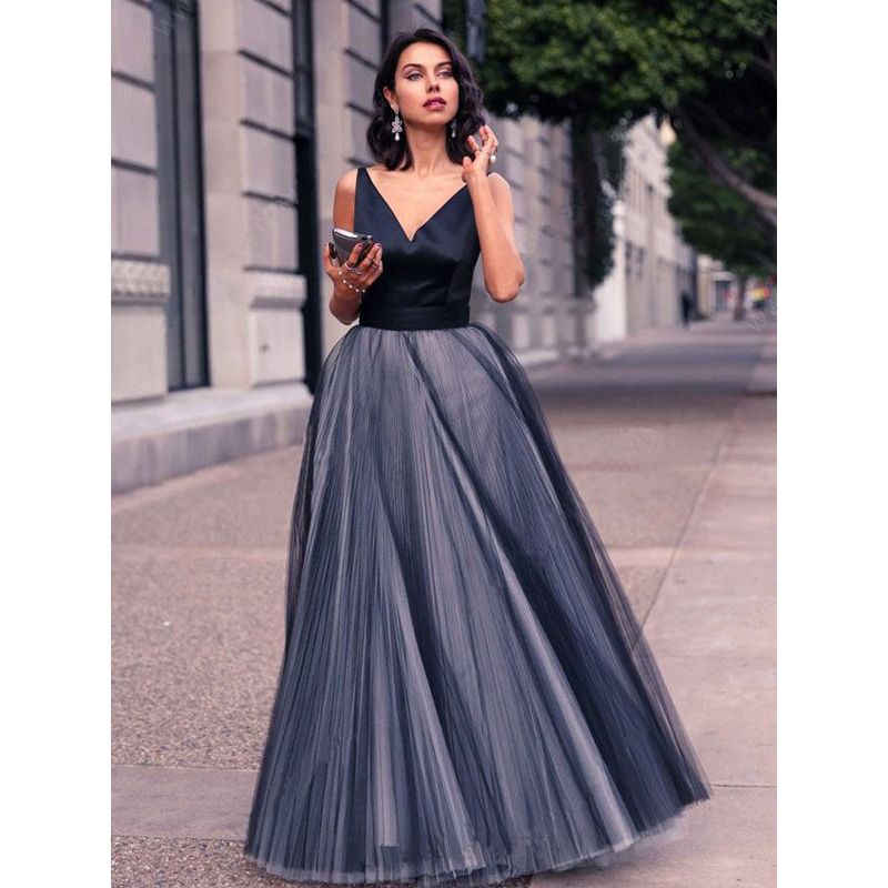 

European and American Party Sexy V-neck High-End Long Dress Wedding Dress Image color XL