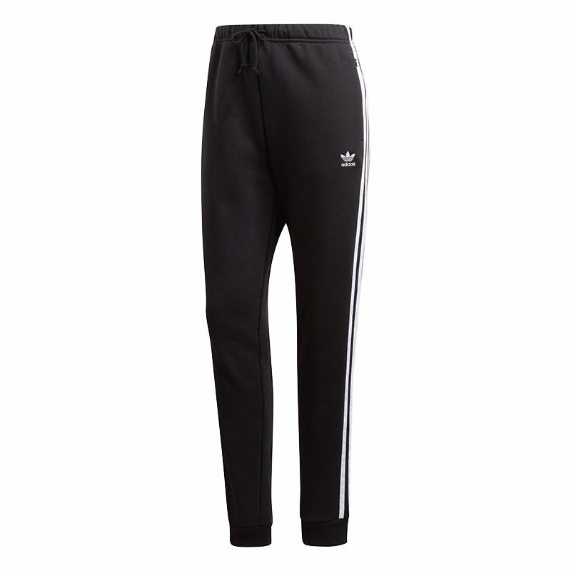 Adidas Originals Regular Tapered Cuff Striped Comfortable Casual Moisture-Wicking Durable Knitted Sports Pants Women Pants Black DH3123
