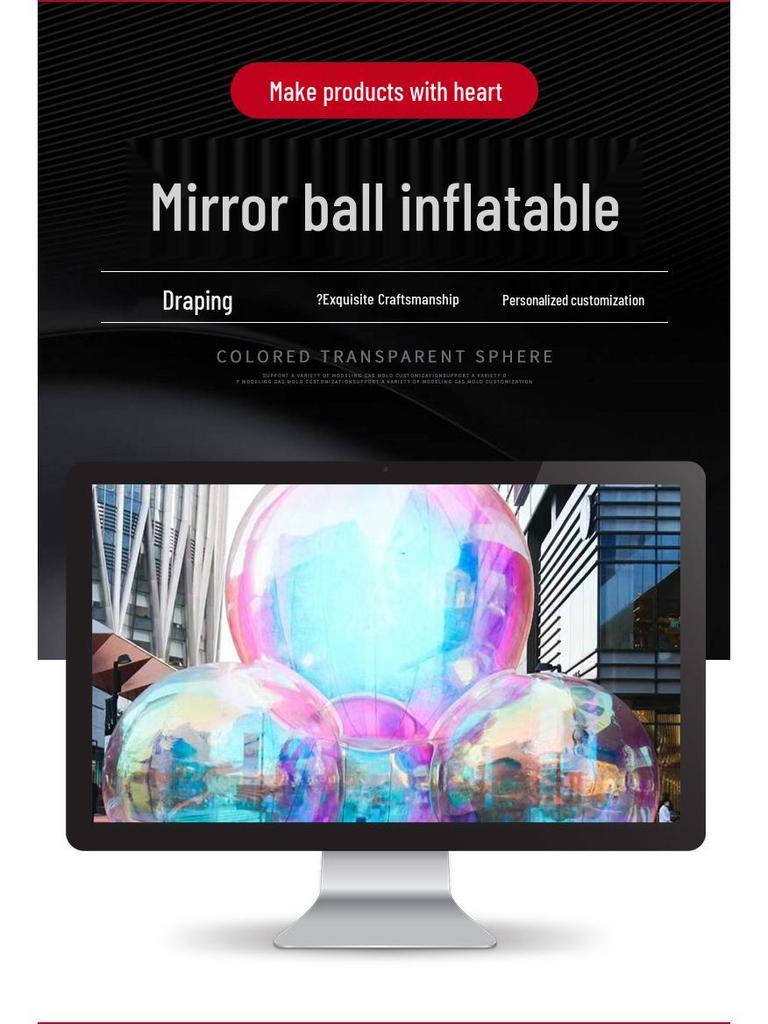 Double-Layer Inflatable PVC Mirror Ball Art Installation - Colorful Laser Sphere