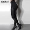 Mode Eilyken PU-Leder Overknee-Stiefel Damen Sexy Stil Oberschenkelhohe Stiefeletten Spitze Zehen Riemen mit Schnalle Fetisch Stripper Tanzschuhe