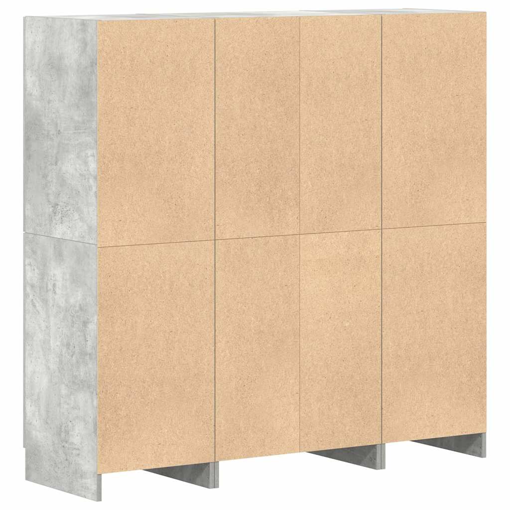 Set di 3 Armadi da Cucina Grigio Cemento Truciolato