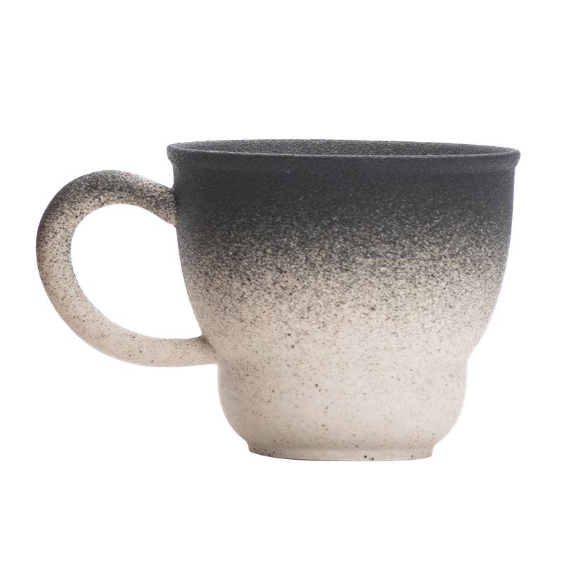 Ceramic Latte Cup Coarse Pottery Breakfast Cup Office Mug Embossed Fancy Latte Coffee Cup