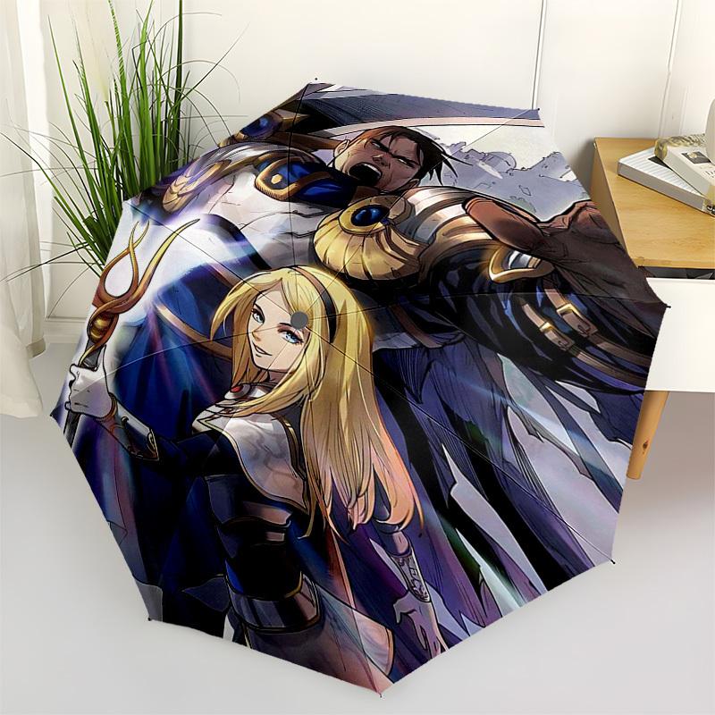 

1pc Arts Asura & Elise Outdoor Umbrella - Automatic Opening/Closing, Portable 3-Fold Design, 8-Bone Iron Frame - Perfect Gift for Fans, Travelers, Dai
