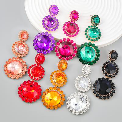 Women's Sparkling Geometric Earrings Round Diamond Earrings