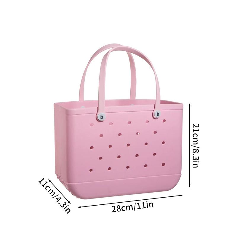 

EVA Beach Bogg Bag Водонепроницаемая летняя корзина для хранения вещей для путешествий на открытом воздухе Сумка для пикника Женская сумка для покупок Резиновая сумка S 28x11x21cm розовый