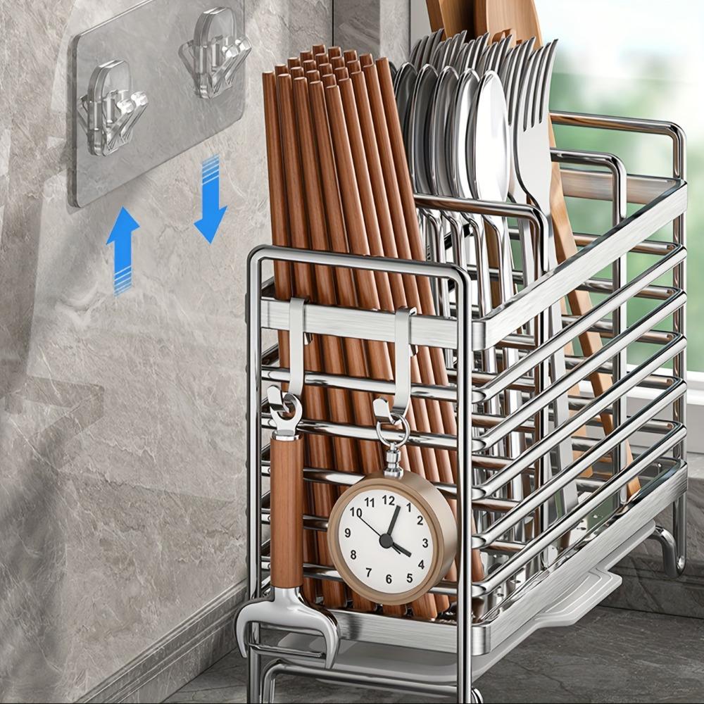 Drain Tray Stainless Steel Chopstick Draining Rack Rust Proof Cutlery Holder Fork