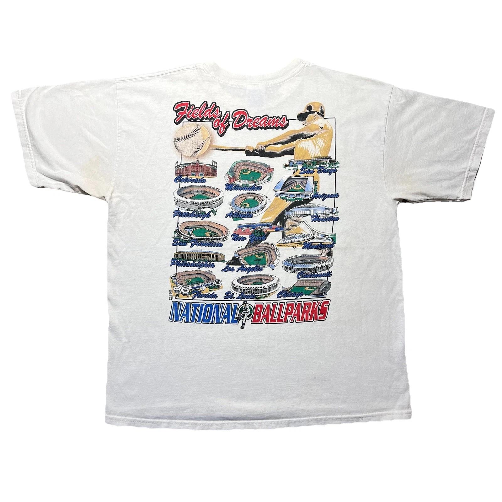 Vintage Red Sun Field Of Dreams National Ballparks T Shirt XL White Baseball Tee S