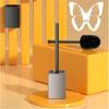 Tuqiu Black Toilet Brush Holder with Brush Aluminum White/Grey Bathroom Toilet Scrub Cleaning Brush Holder Set