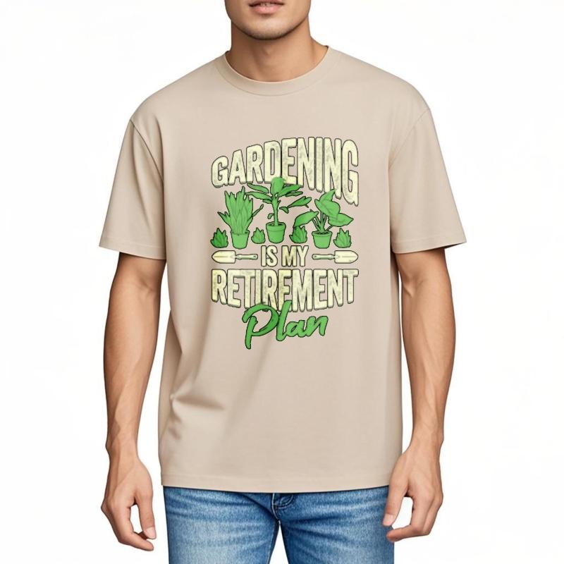 Man Teeshirt Travel Unisex Short Sleeve Tshirt Streetwear Gardening Is My Retireunisext Plan Basic Unisex Top Tees Classic Tshirt