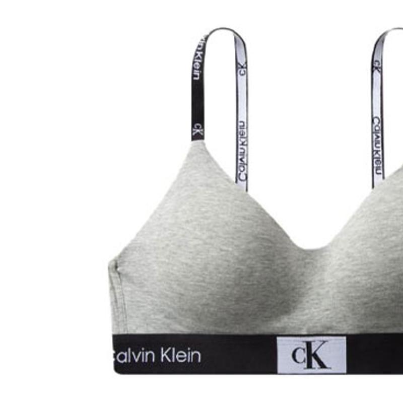 Calvin Klein Letter Jacquard Comfortable Bra And Triangle Panty Set Women Underwear Gray QF7218-050+QF7222-050