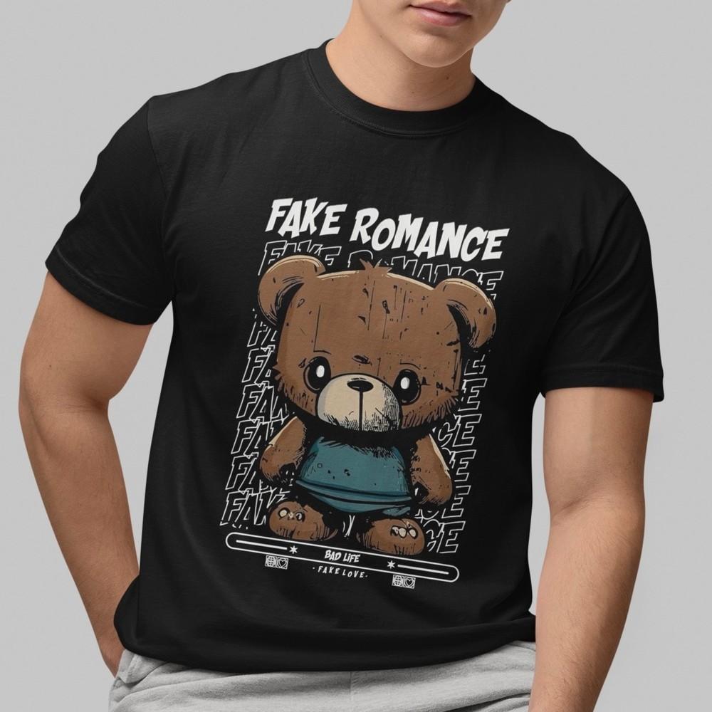

Fake Romance Bear T-Shirt Streetwear Graphic Tee Sad Cute Grunge Unisex Top L