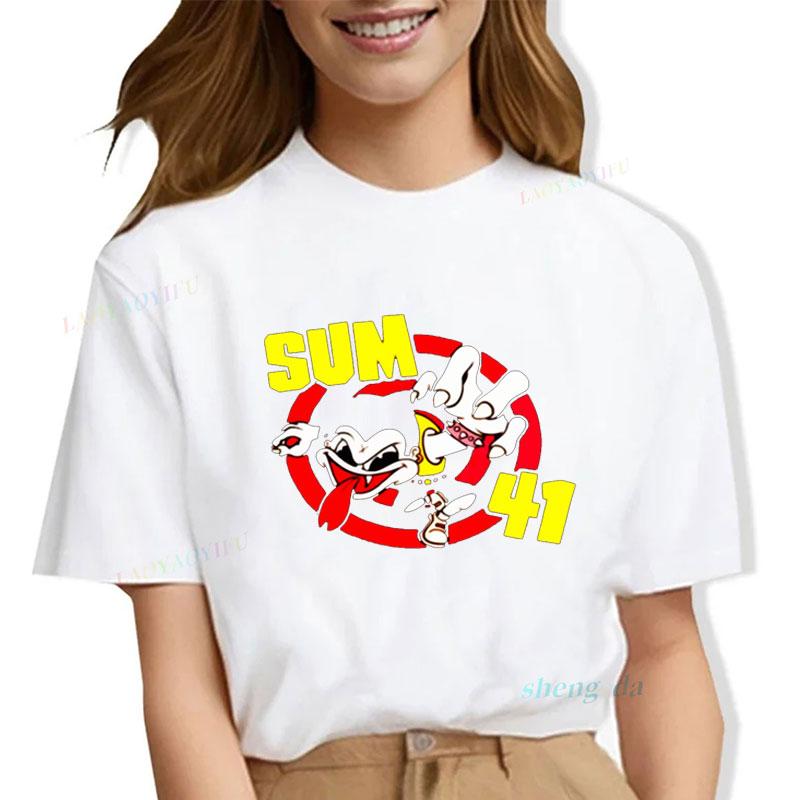 Rock Band Playera Sum 41  Unisexs T Shirts SUM41 Popular Punk Graphic Short Sleeve O Neck TShirt Casual Loose Clothes