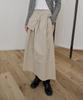 AKEIT Layered Long Skirt_Beige