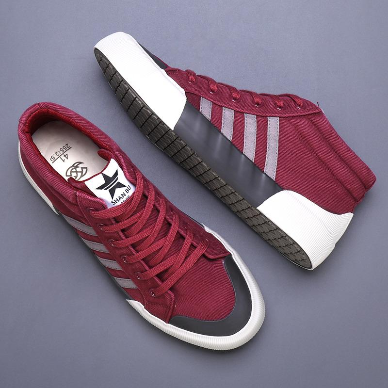 2025 Fashion Red Skateboard Shoes Male Original Men's High Top Canvas Sneakers Comfortable Non-slip Vulcanized Shoes For Men
