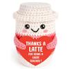 Positive Crochet Coffer Cup Doll With Card Desktop Ornament Handmade Knitted Cheer Up Alien Doll Home Christmas Decoration Gift