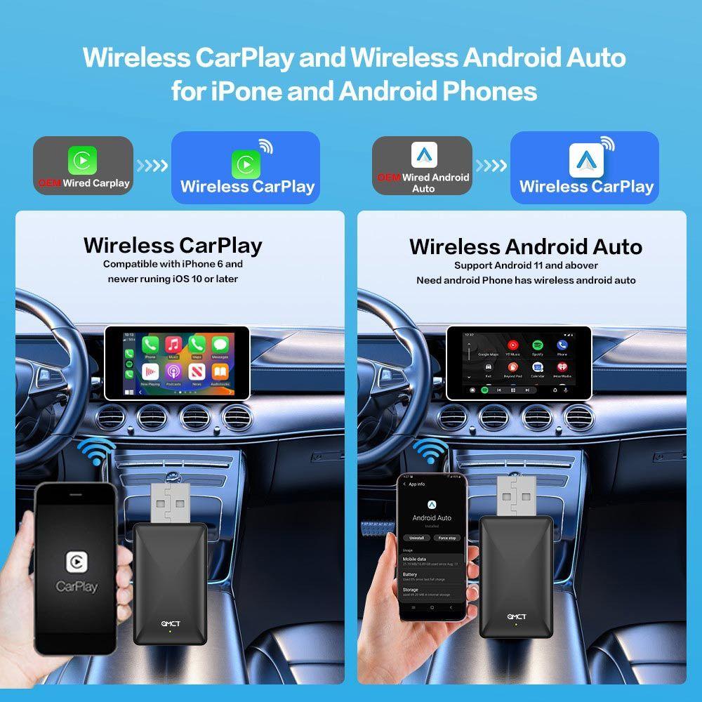 2 IN 1 Wireless CarPlay Adapter Bluetooth 5.0 Smart Mini Box Wireless Connection Dongle  Car