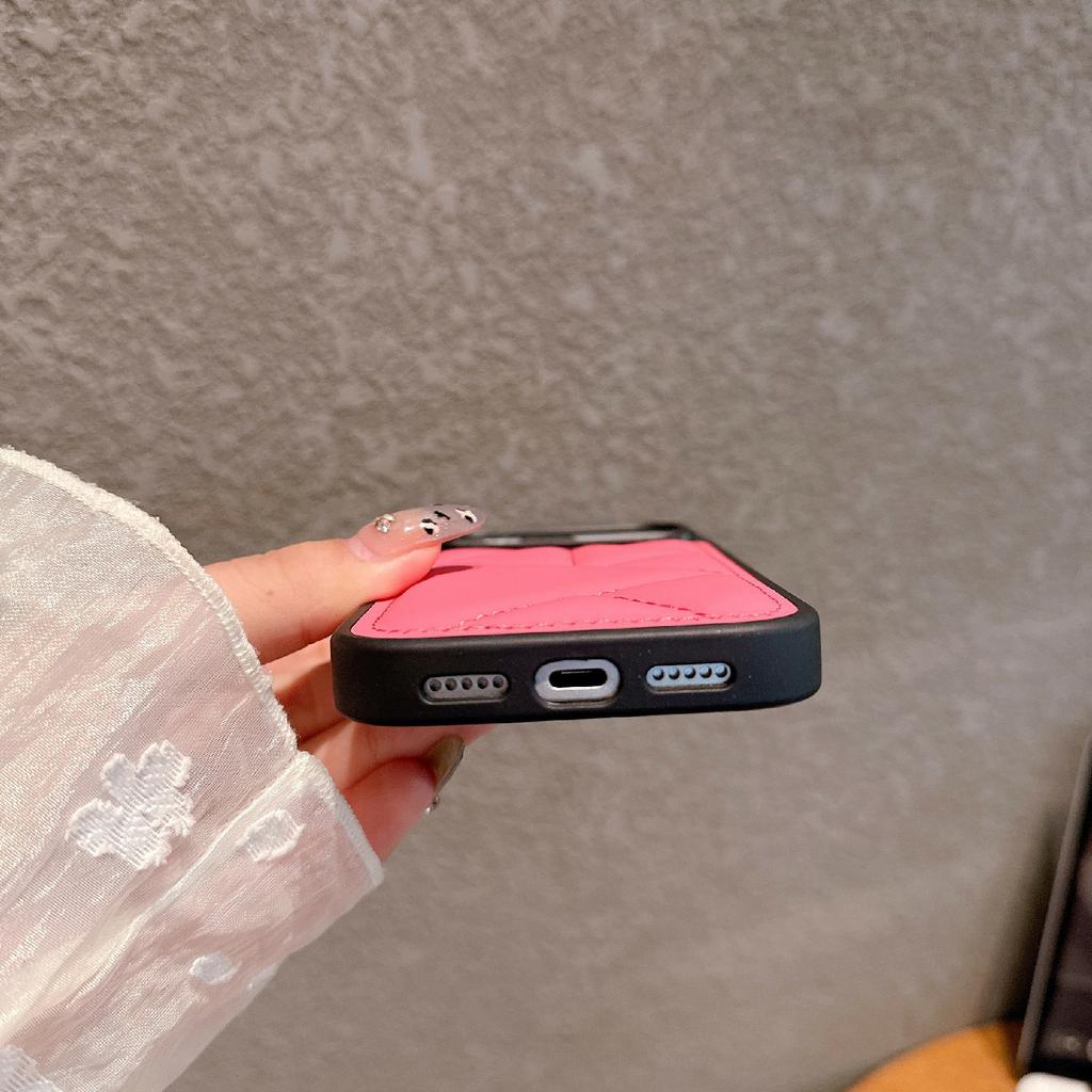 Für iPhone 17 Pro Hülle Dreieck Stepp Daunenjacke Design PU Leder TPU Handyhülle