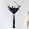 Halloween Bat Macrame Wall Hanging Geometric Art Decor Handmade Woven Gothic Ornament For Bedroom Black Durable Easy Install