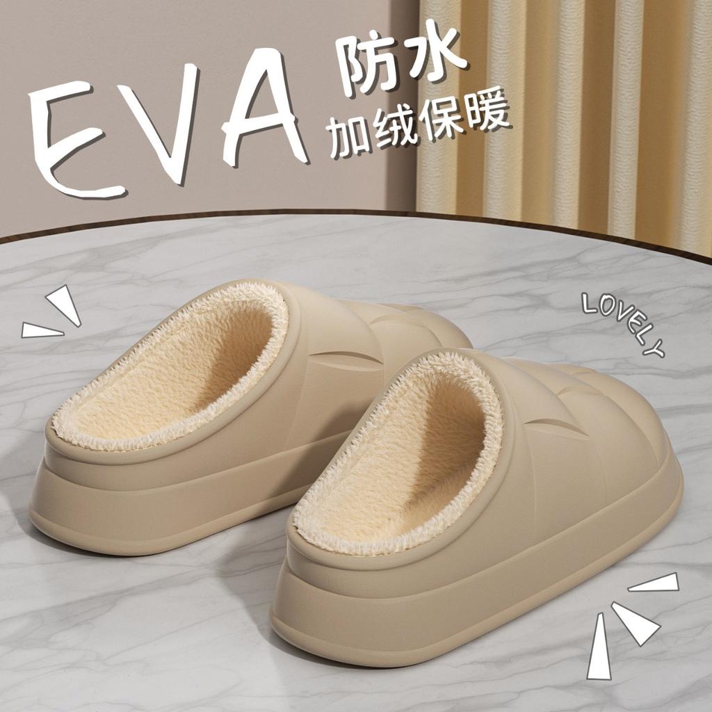 Winter Baumwollpantoffeln für Damen, Indoor Zuhause für Paare, Fleece für Wärme, Wasserdichtigkeit, Outdoor-Tragen, Rutschfeste Baumwollpantoffeln für Herren