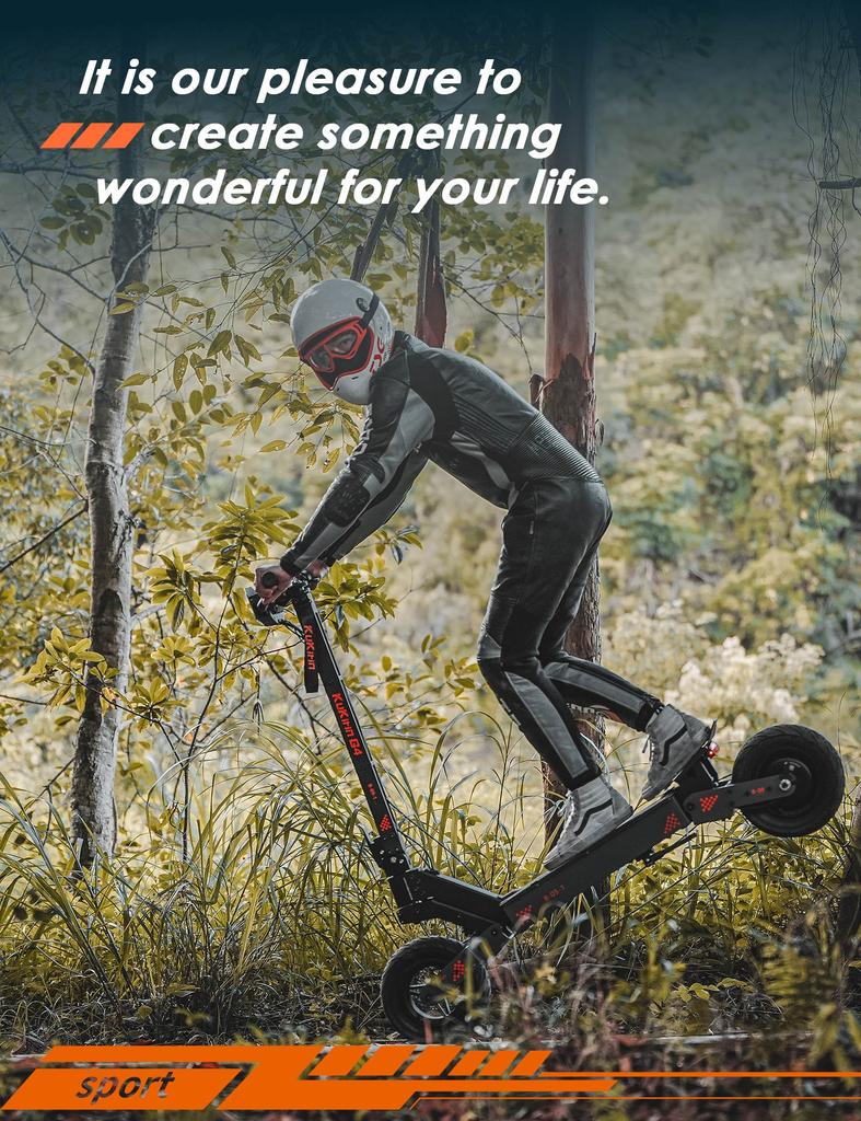 KuKirin G4 Off-Road Electric Scooter, 2000W High Power Brushless Motor, 60V 20Ah Large Battery, 75KM Long Range, 11 Inch, Smart Cool Light System